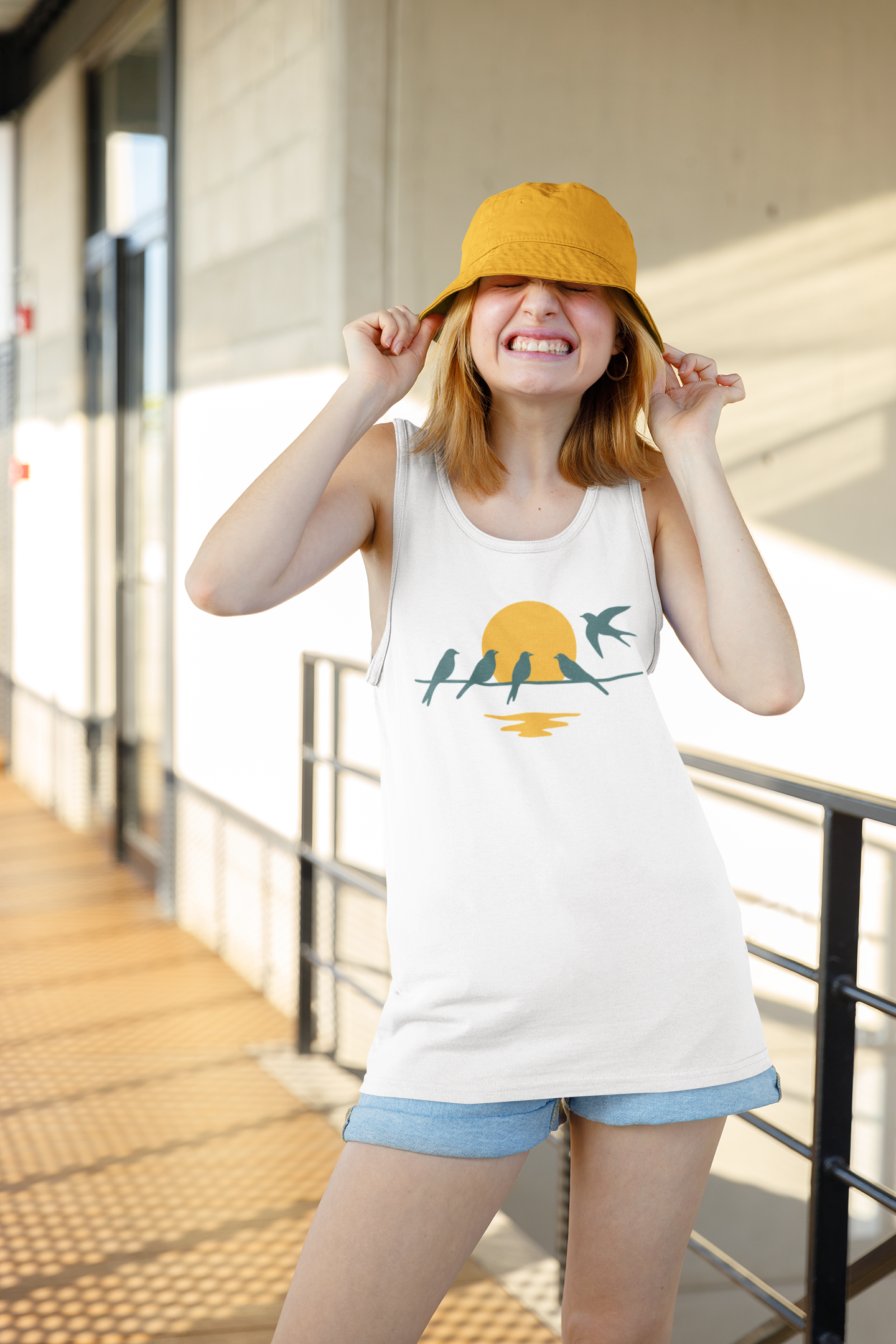 Organic cotton tank with minimalist Portuguese logo.