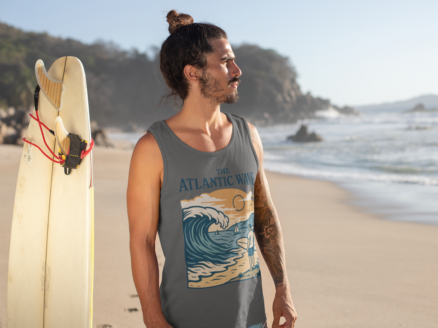 Close-up of The Atlantic Wave retro print.