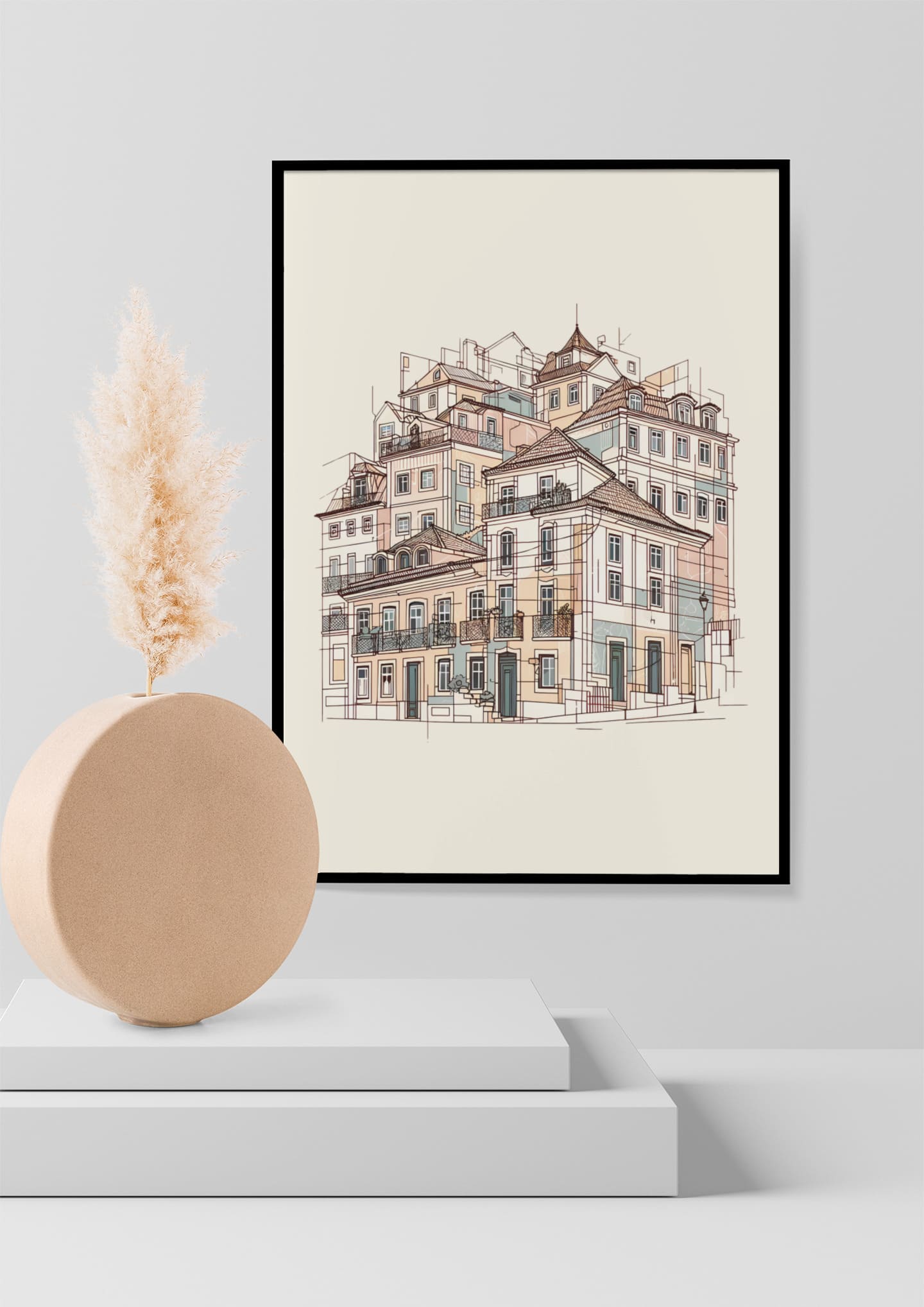 Porto Ribeira Old Houses Print Poster - Atlantic Wave
