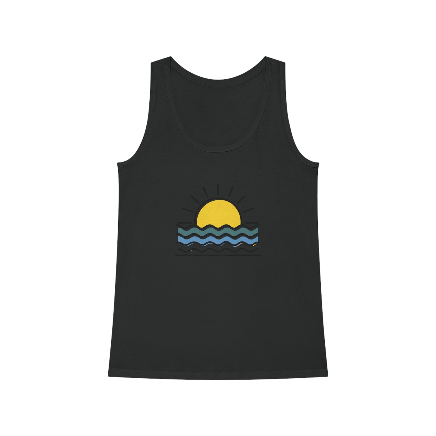 Modern Summer Look with Sunset Over the Atlantic Tank Top, easy to pair with shorts or jeans.