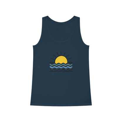 Classic Atlantic Sunset-Inspired Organic Tank Top for Women, capturing ocean vibes.
