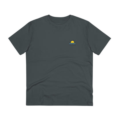 Front view of the Sunset Over the Atlantic T-Shirt, featuring a bold sunset logo.