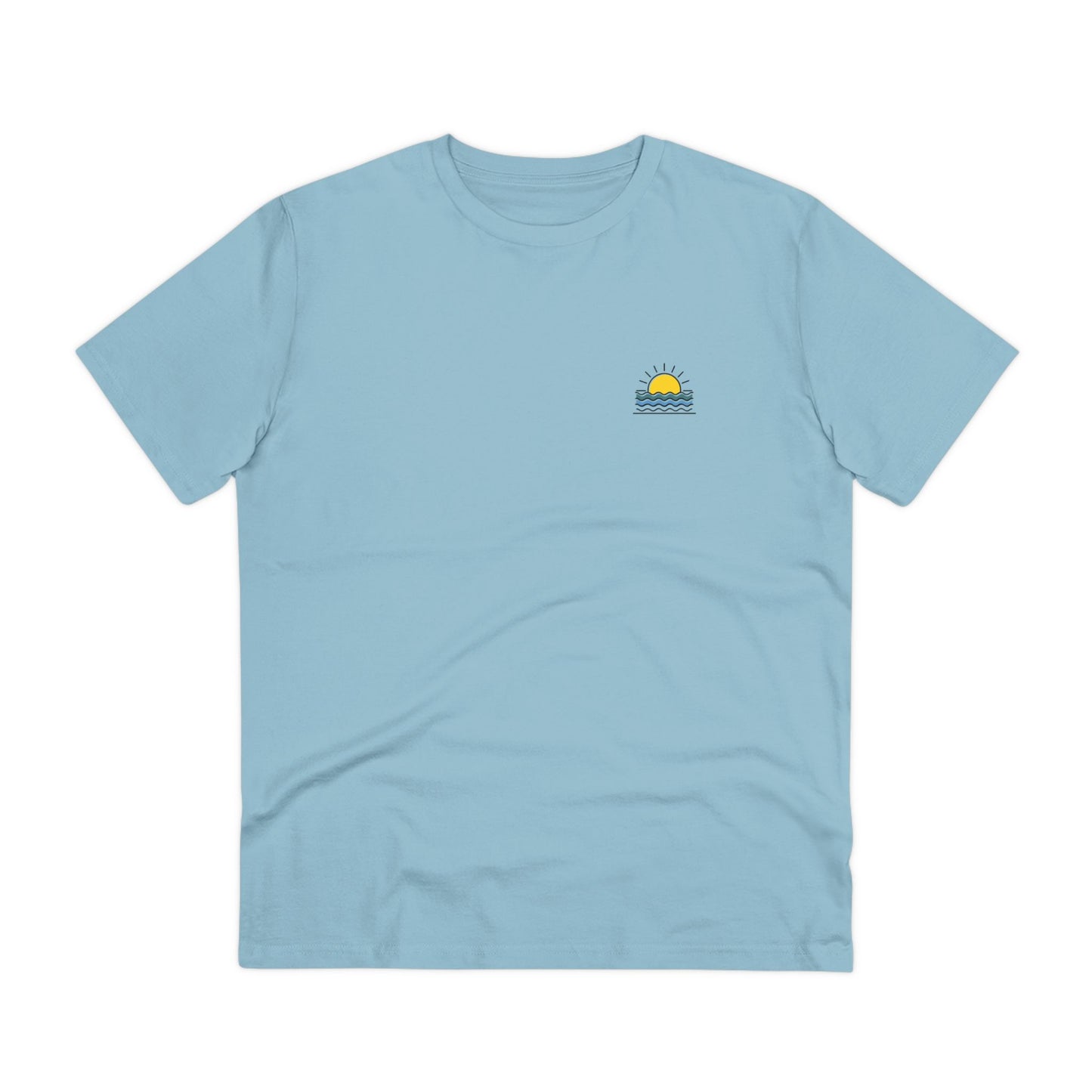 Model wearing the Sunset Over the Atlantic T-Shirt, perfect for ocean lovers.