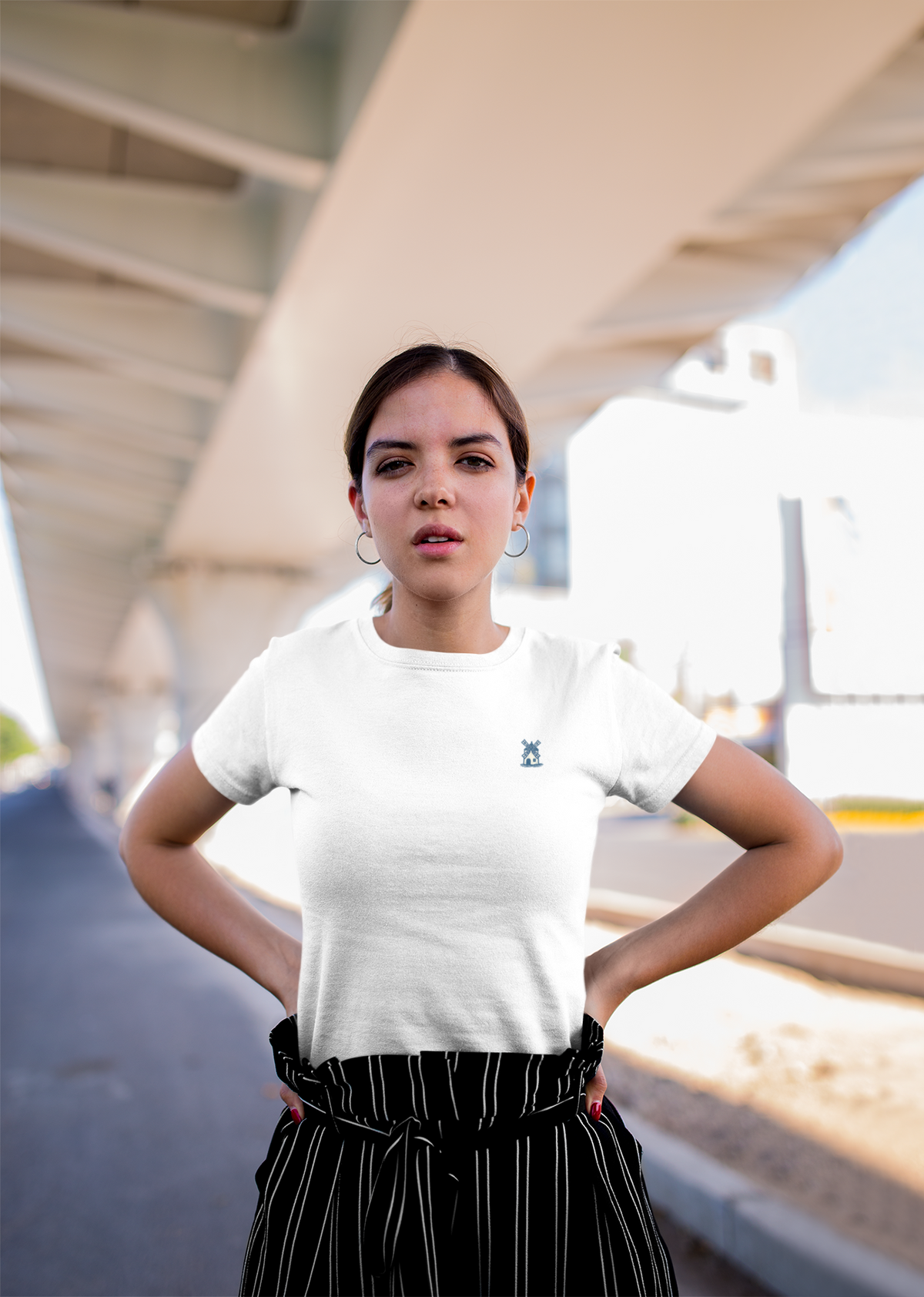 Heritage design shirt with windmill symbol.