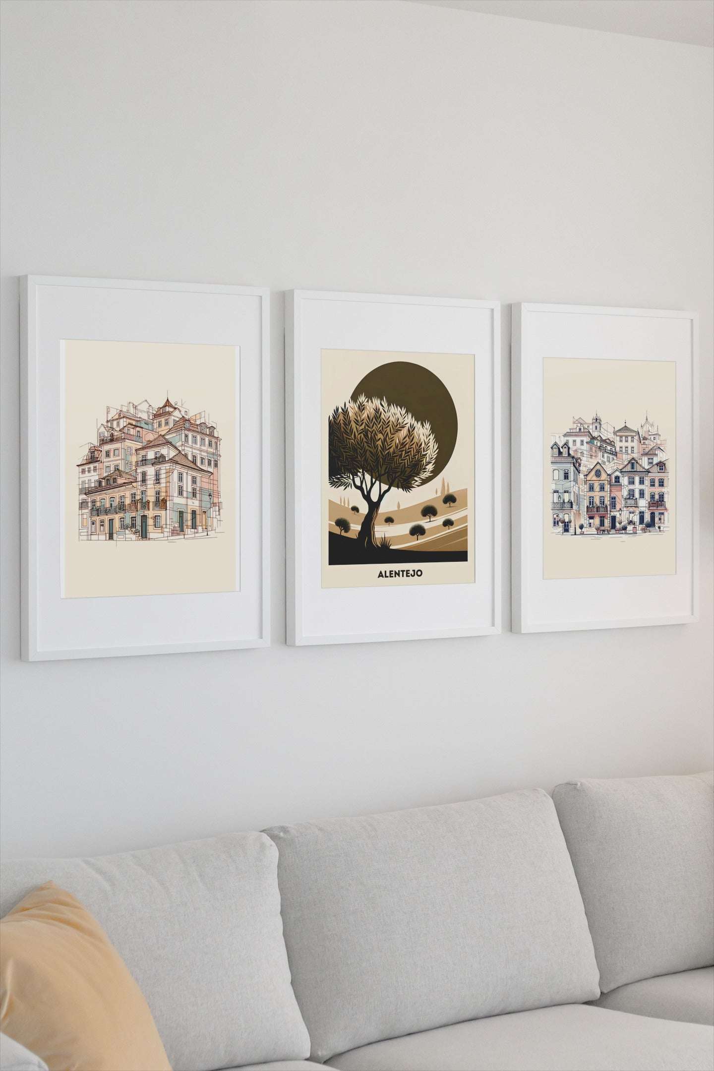 Alentejo Cork Tree Printed Poster framed and displayed in a gallery-style arrangement with other artworks. A perfect addition to art collections.