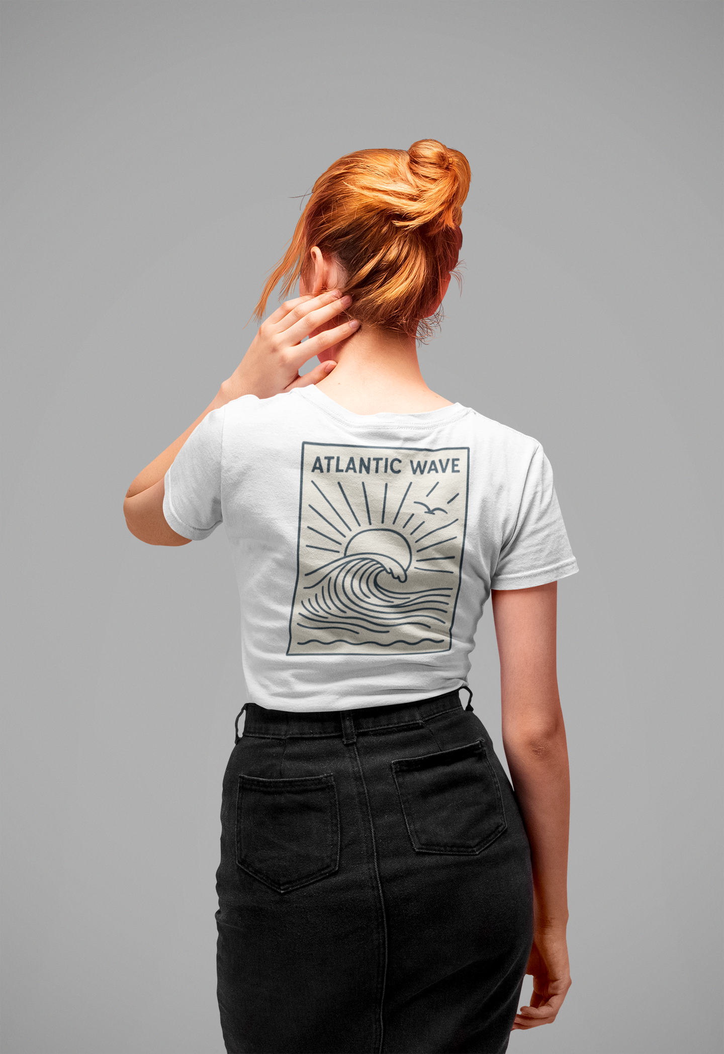 Atlantic Wave branded surf shirt with sustainable materials.