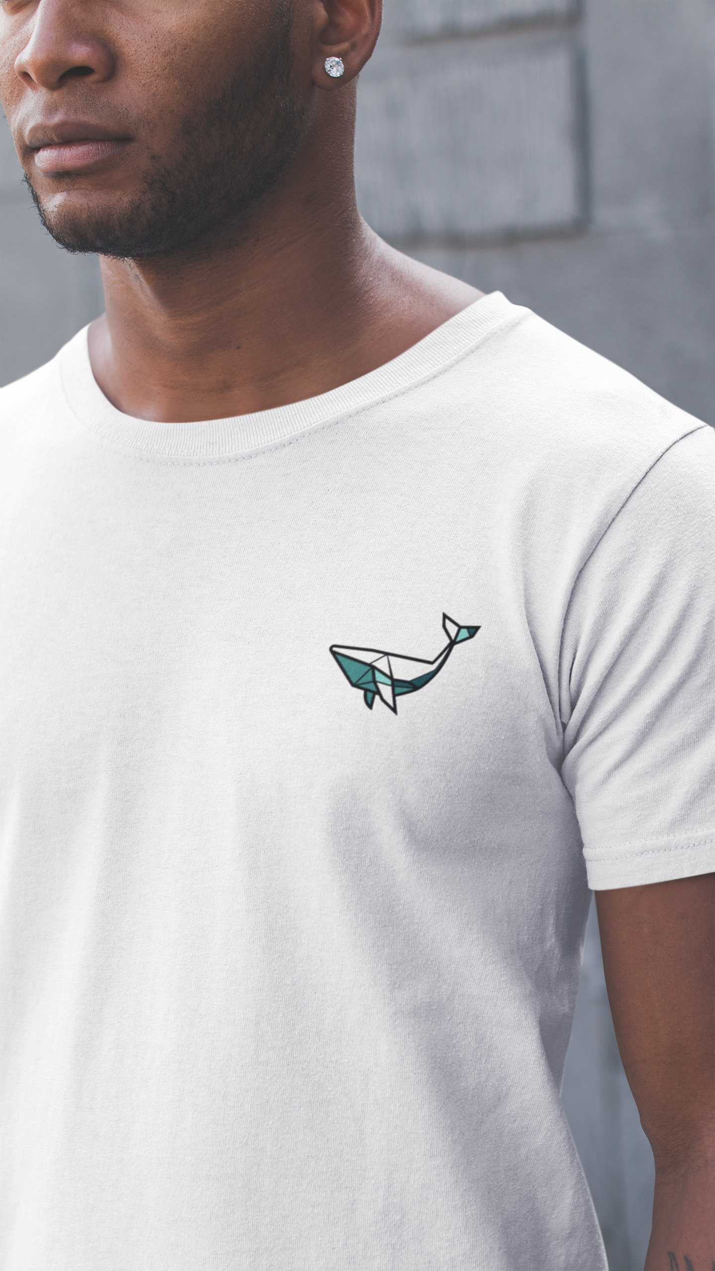 Side view of the Unisex Açores Whale T-Shirt, showcasing the clean design.