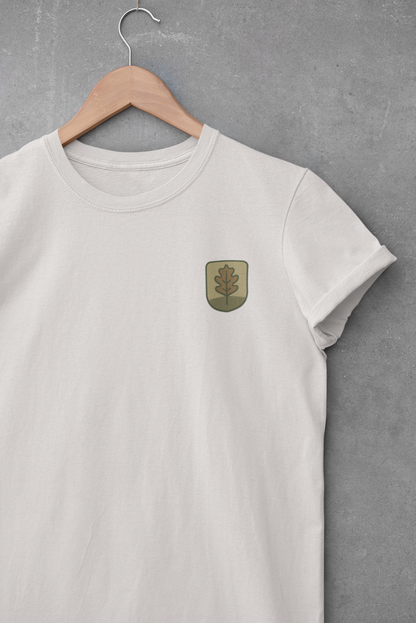 Heritage design shirt with cork oak illustration.