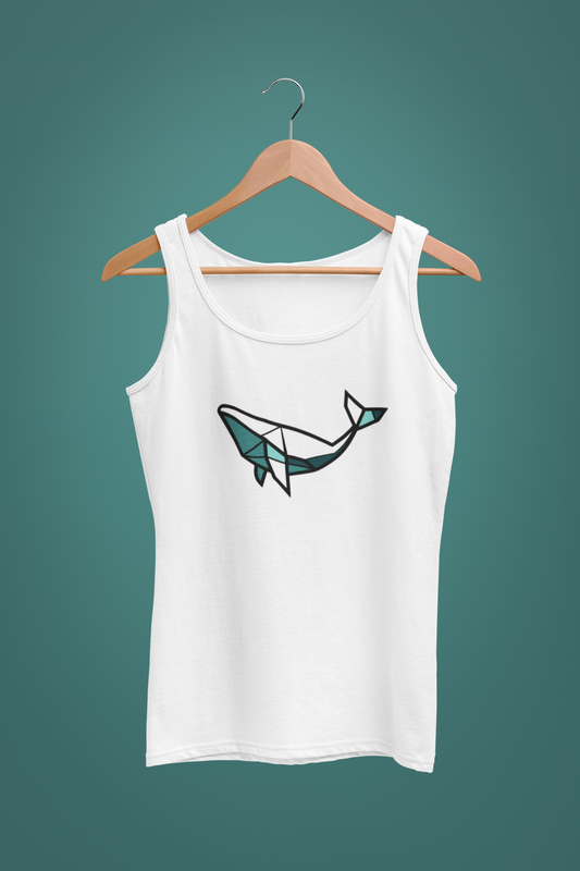 Side view of the Unisex Whale Tank Top, relaxed organic fit.