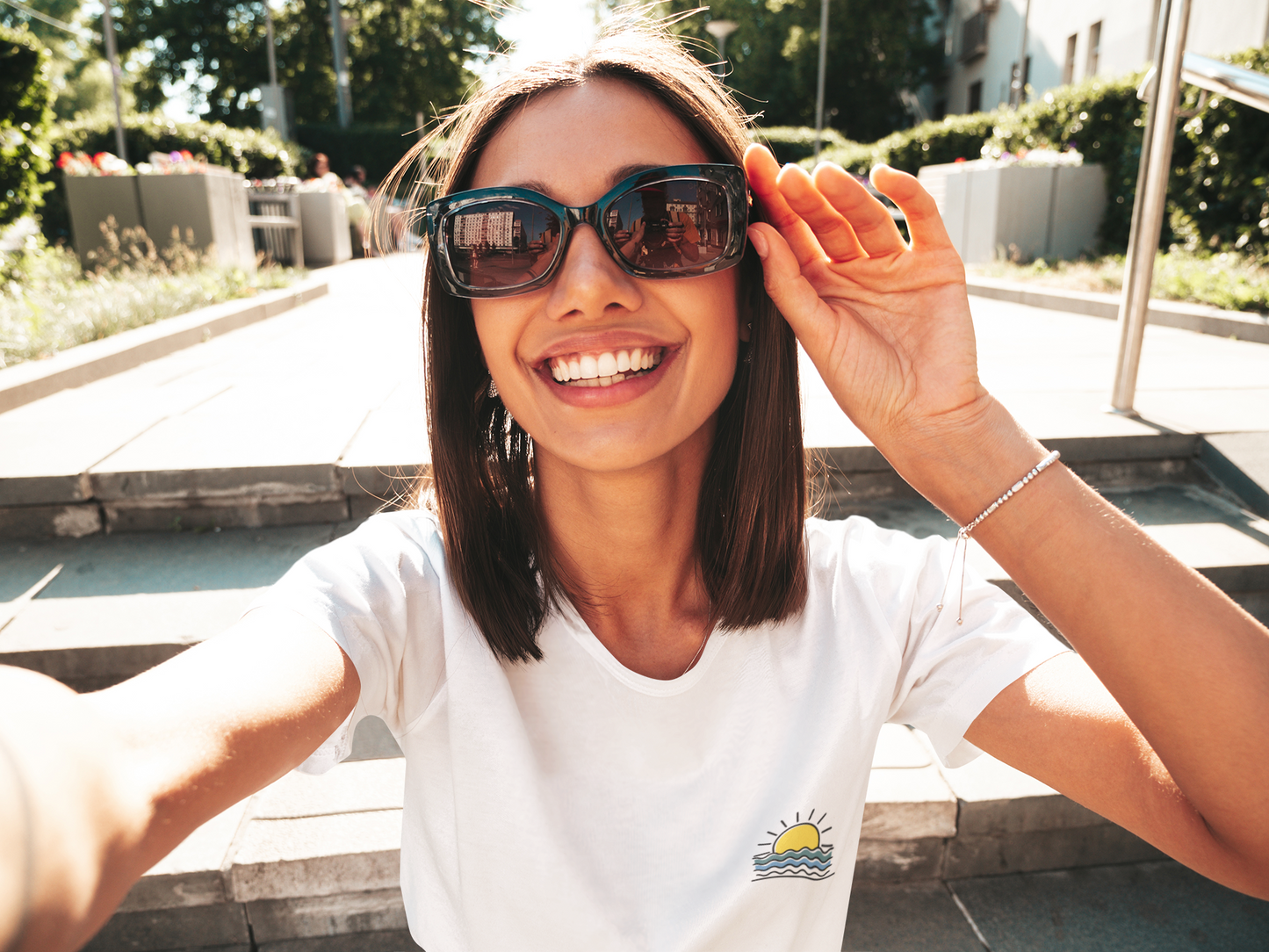 Breathable Unisex Sunset T-Shirt, designed for comfort and sustainability.