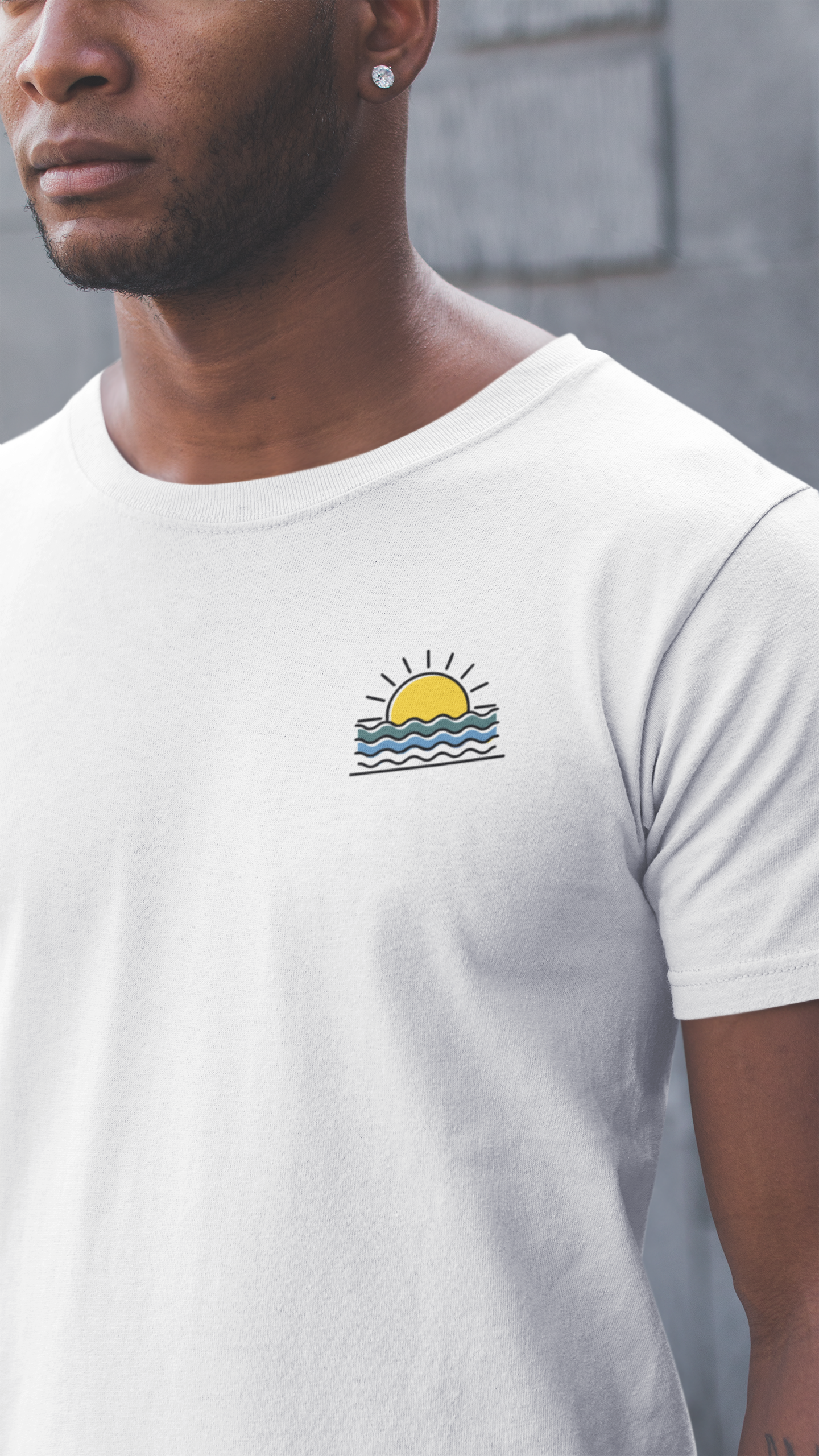 Classic Atlantic Sunset-Inspired Organic T-Shirt, celebrating ocean vibes.
