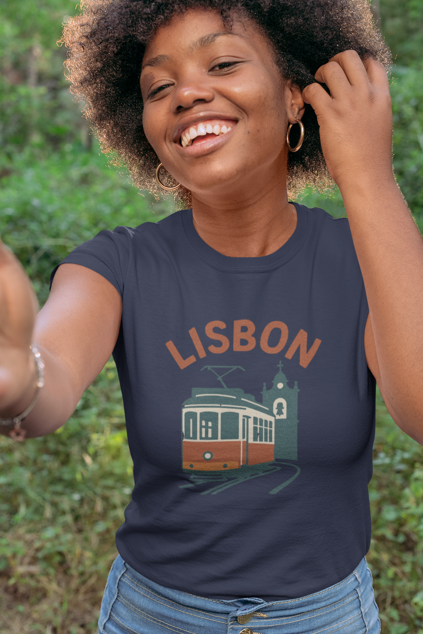 Side view of Lisbon emblem shirt, vintage style.
