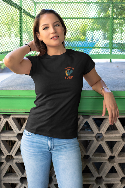 Close-up of the Rooster Surf Logo, combining Portuguese tradition and vintage surf.