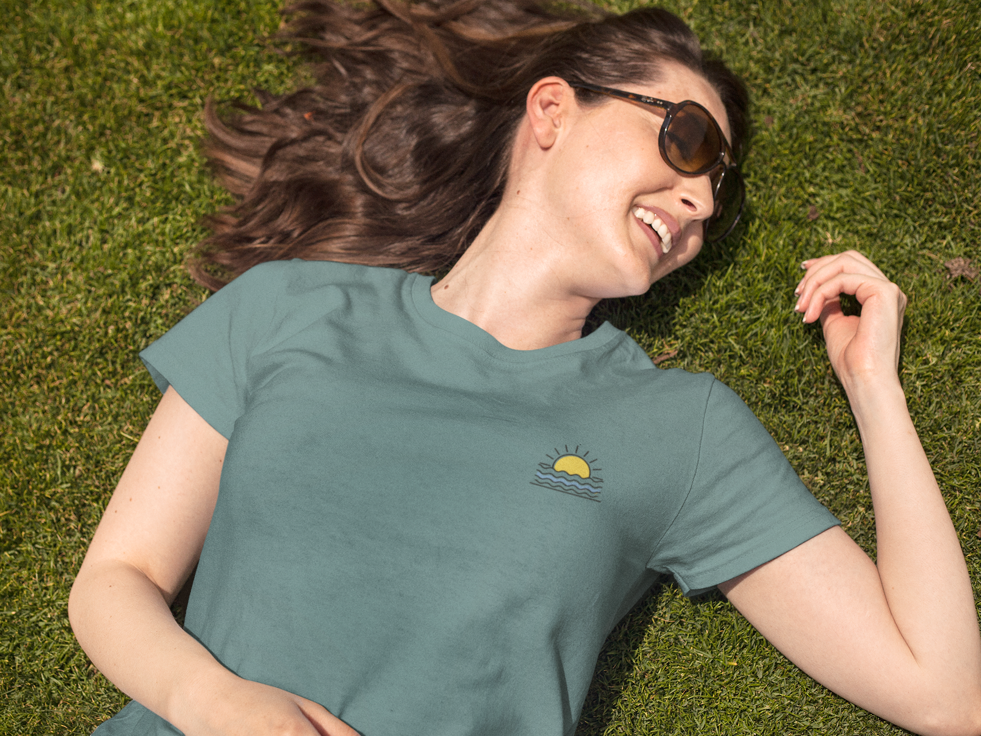 Sustainable Sunset Over the Atlantic Unisex T-Shirt, made from GOTS-certified cotton.