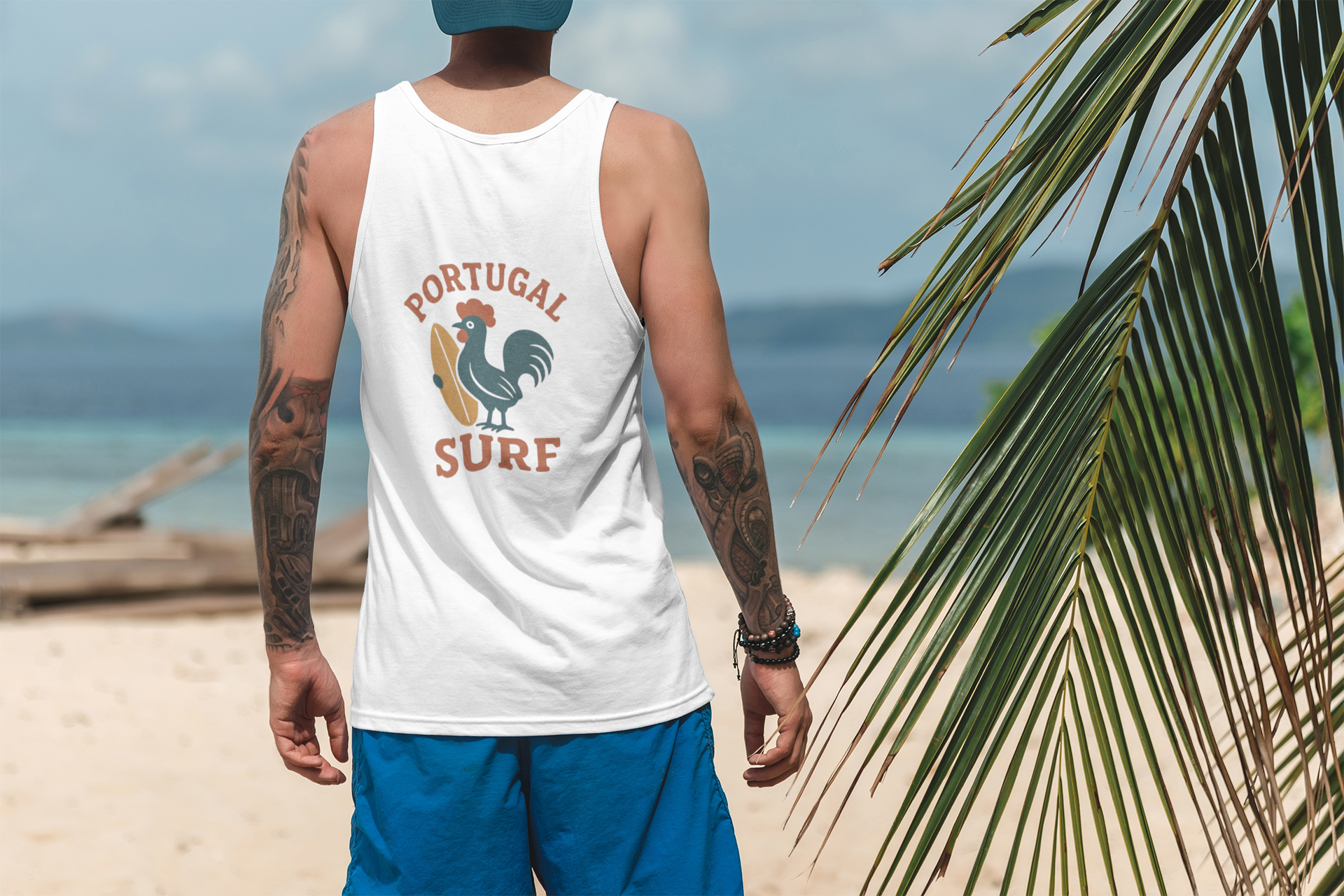 Retro-style Portuguese surf shirt, perfect for beach days.