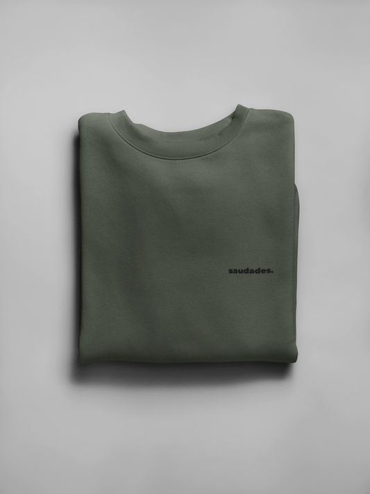 Saudade word sweatshirt packaged for worldwide shipping in protective mailer