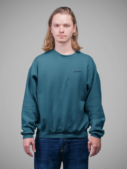Back view of Saudade sweatshirt showing plain cotton blend fabric
