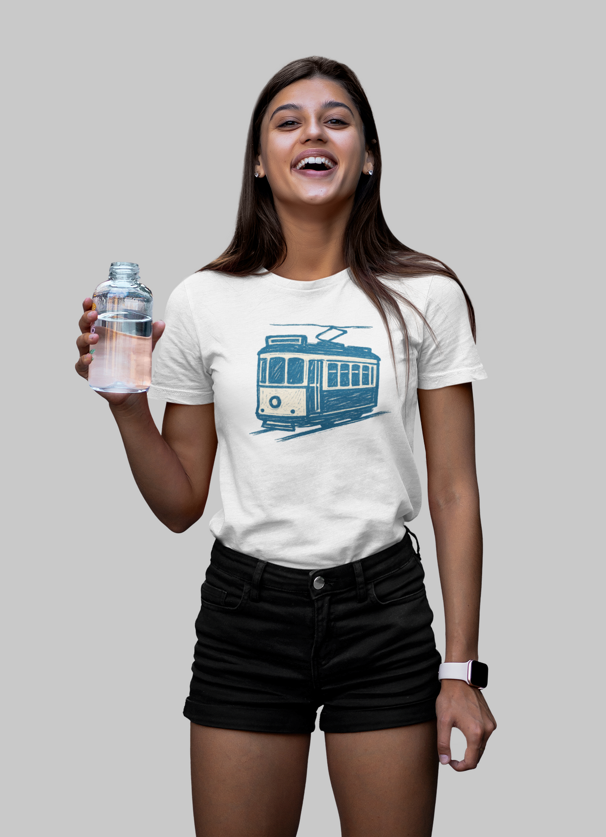 Atlantic Wave shirt with artistic tram brush-line logo.