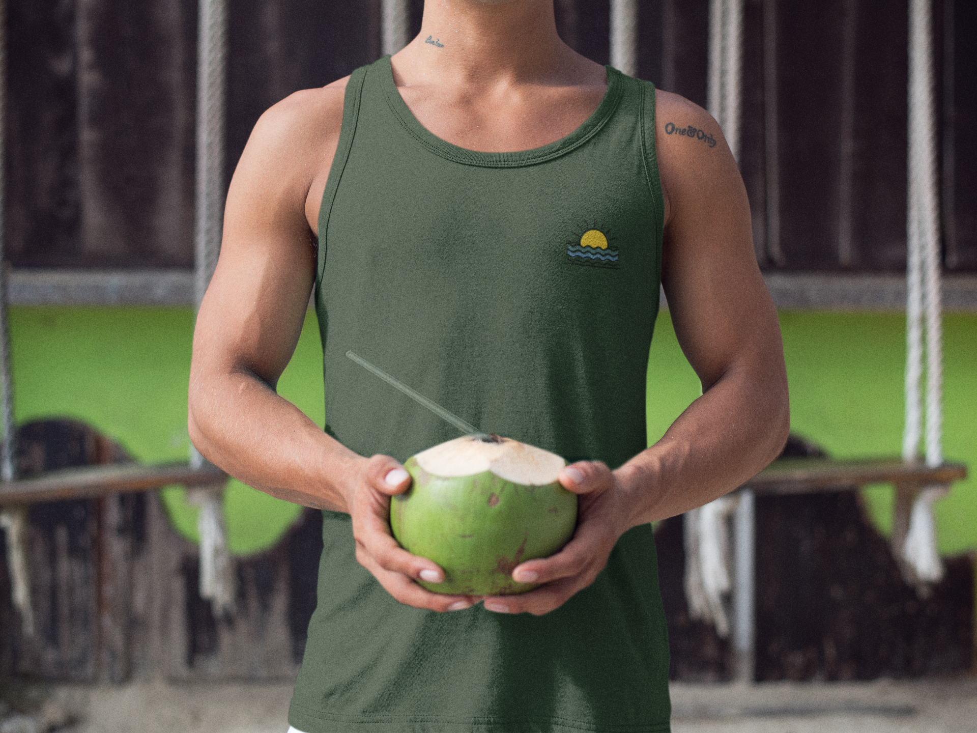 Stylish Surf-Inspired Minimalist Sunset Tank Top, perfect for surfers and casual wear.