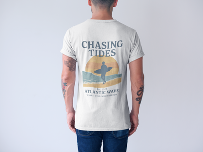 Packaged surf gift tee, eco-conscious fashion for surfers.