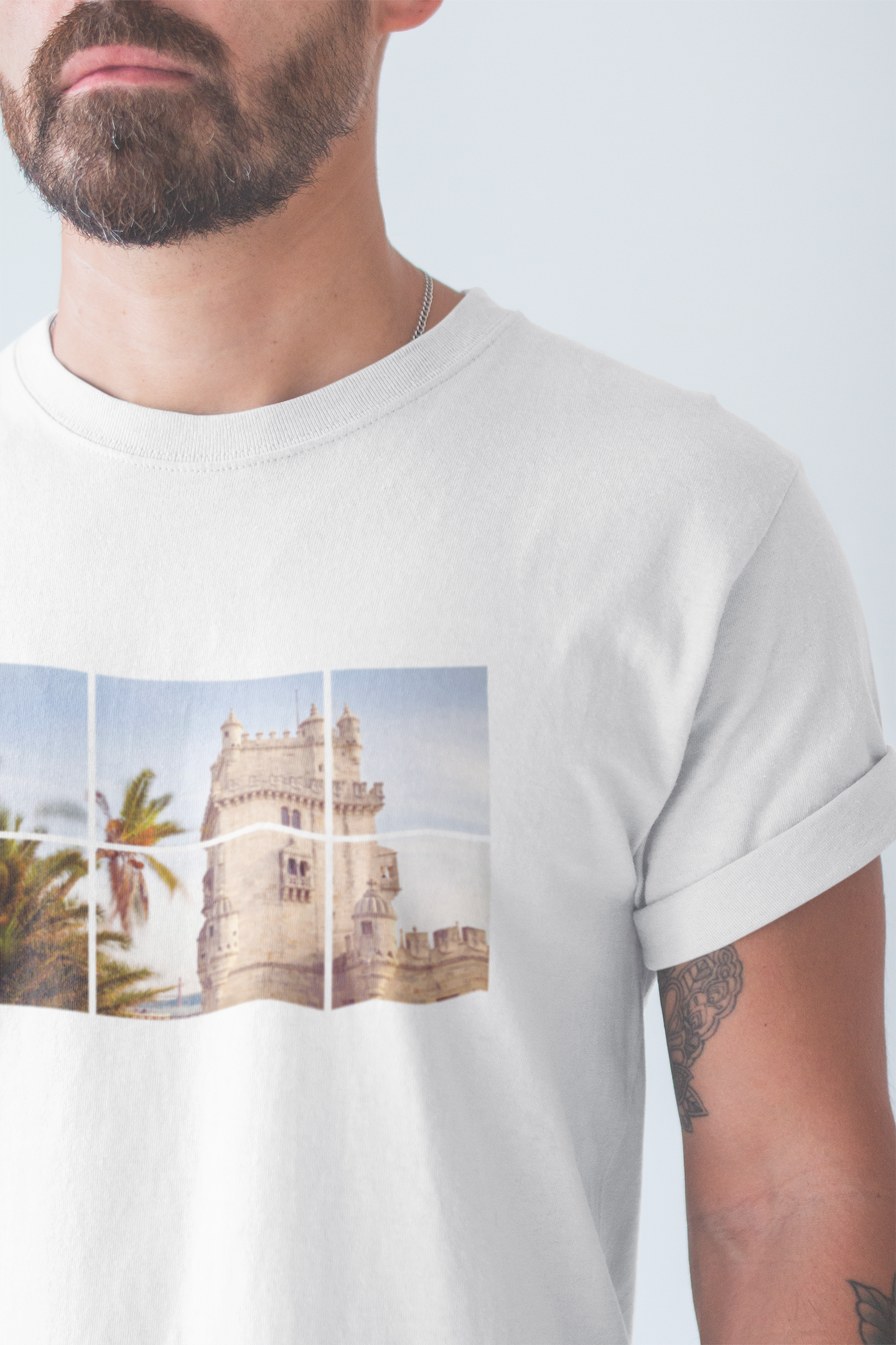 Front view of the Torre de Belém T-Shirt, featuring a large print of the historic tower.
