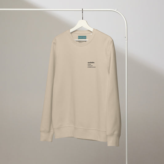 Front view of saudades organic cotton sweater