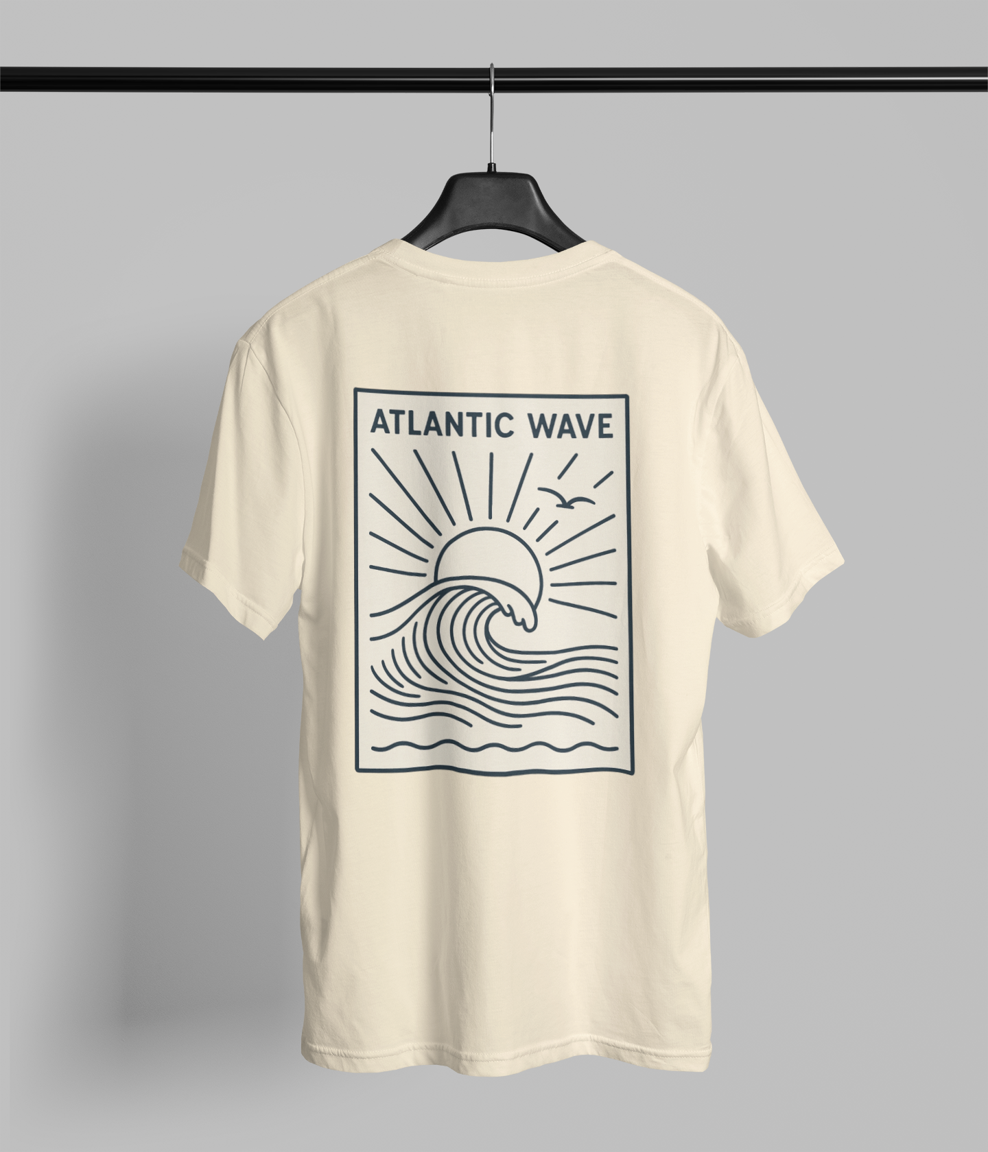 Folded view of vintage-inspired surf t-shirt.