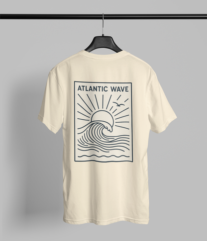 Folded view of vintage-inspired surf t-shirt.